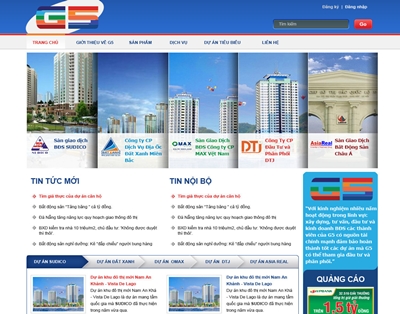 Mẫu website Giới thiệu công ty Bất động sản