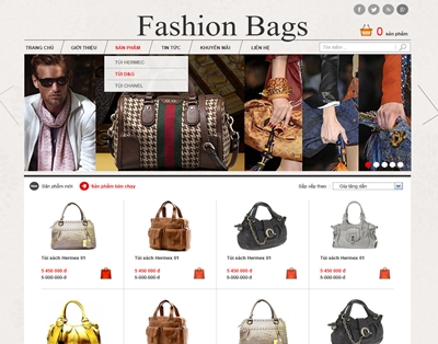 Mẫu website shop túi xách thời trang